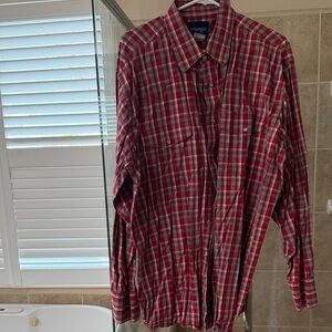 Wrangler Men's Red and White Checkered Shirt